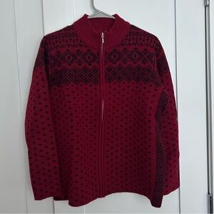 Lands' End Burgundy and Black Knit Sweater